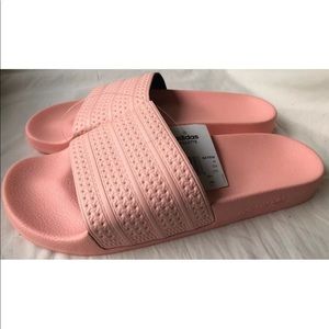 coral adidas slides